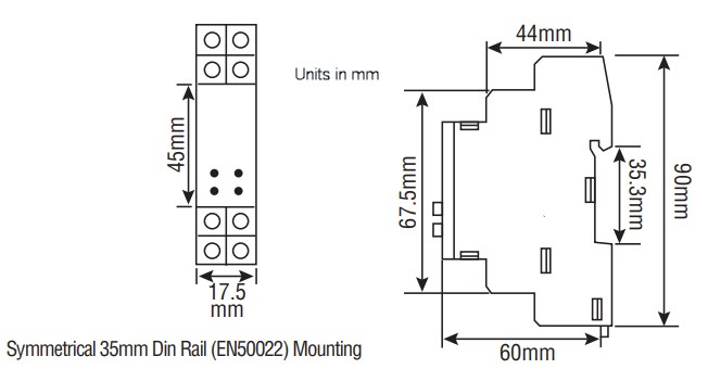 Mechanical Drawing - ATC Diversified Electronics DPR Monitoring Relays